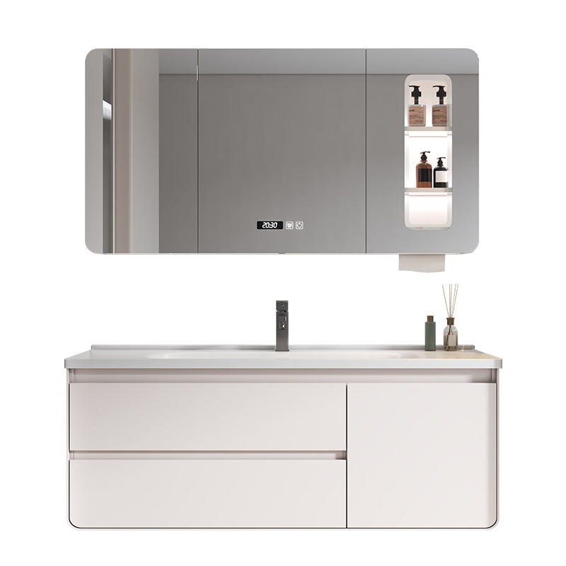 Gabinete de baño de roble personalizado, gabinete de lavabo, lavabo de roble, lavabo de cerámica, mesa de lavado inteligente