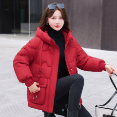2025年冬季新款连帽羽绒棉服女时尚百搭休闲纯色保暖高级短款外套
