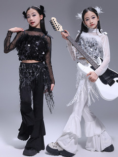 Jazz Dance Clothing Girls Suit Korean Style Crop Top Vest Jazz Sweatpants Kidsren's Fashionable Performance Clothing