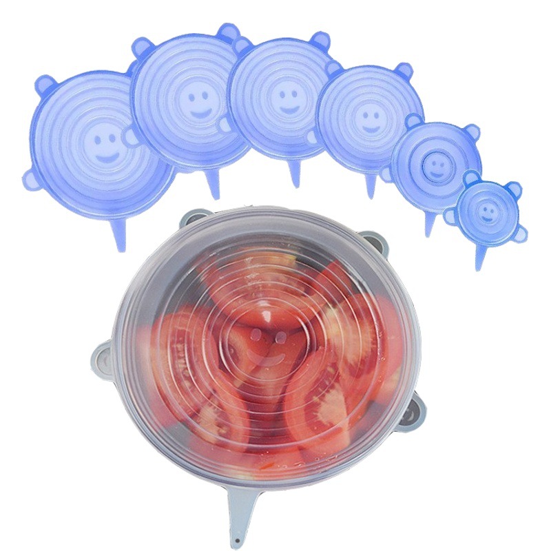 Hot-Selling Silicone Fresh-Keeping Lids 6-Piece Set, Sealing Lids, Round Fresh-Keeping Film, Household Food Grade