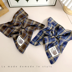 New Pattern Teddy Bear College Style Fabric Square Scarf Large Bow Hair Tie High-end Bun Ponytail Hair Accessory Headwear