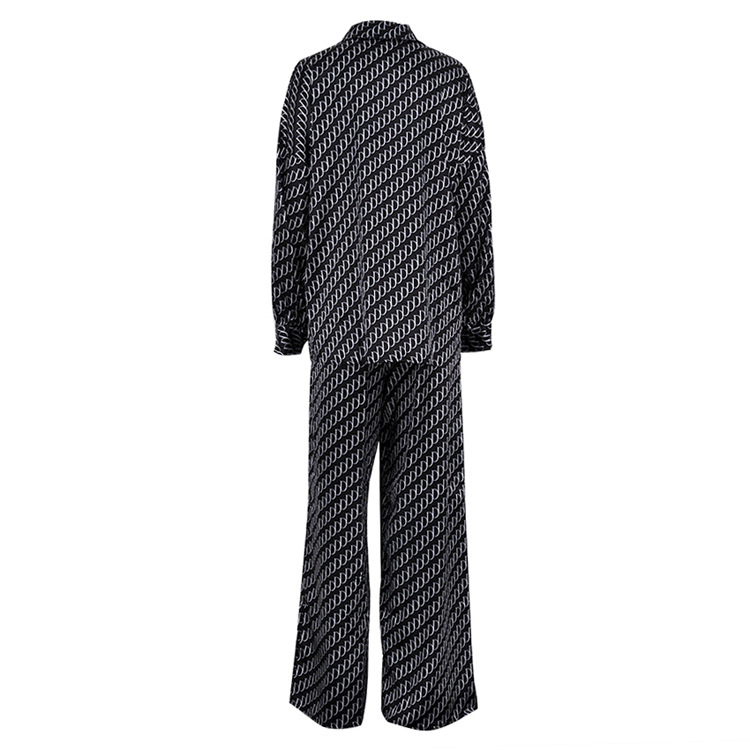 2026 New European American Women's Spring Fashion High-End Long-Sleeve Loose Shirt And Pants Two-Piece Satin Print Set_ecoleips.com
