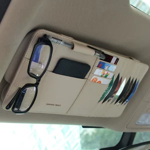 Car Cd Holder, Car Cd Case, Disc Storage Box, Vinyl Storage Bag, Multifunctional Sun Visor Cover, Genuine Leather