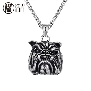 European and American stainless steel jewelry wholesale stainless steel Bulldog pendant necklace personality sweater chain men necklace