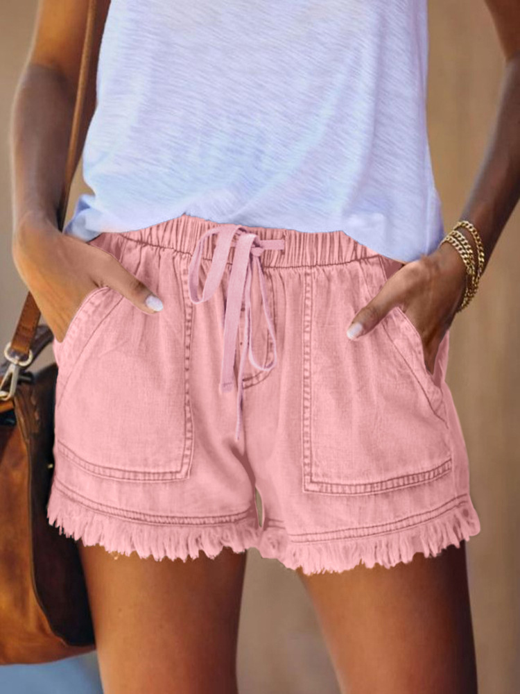 Femmes Du Quotidien Mode Couleur Unie Shorts Lavé Jeans display picture 4
