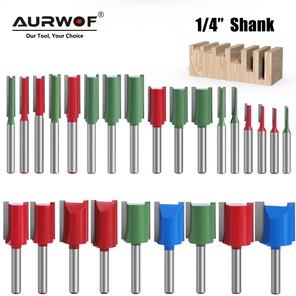 1/4柄单刃双刃直刀加长直刀雕刻木工铣刀修边机刀头硬质合金刃具