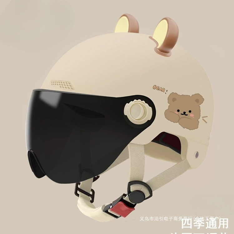 Бежевый шлем для электромобиля 2025 года, новая модель для женщин, милый полушлем для электросамокатов, подходит для всех сезонов, новый национальный стандарт.