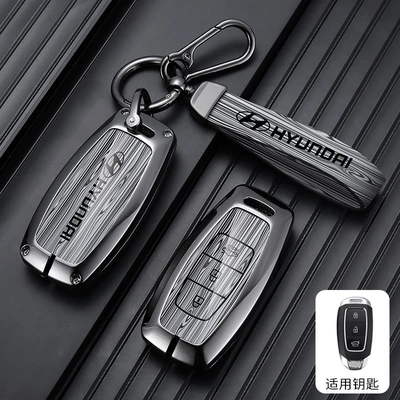 Car key bag | Special Metal Car Bag Buckle - standard-type-a-3-button-wood-grain-gray-leather-buckle