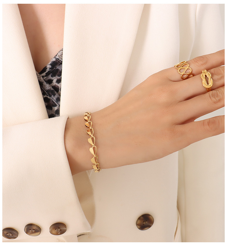 4g Weight 0.03µm-0.05µm Gold Plating Thickness PVD Coated Gold Plating Process PVD Coated Real Gold Plated 18K Gold Geometric 304 Stainless Steel Fashion Waterproof Non Tarnish Bracelets Necklace
