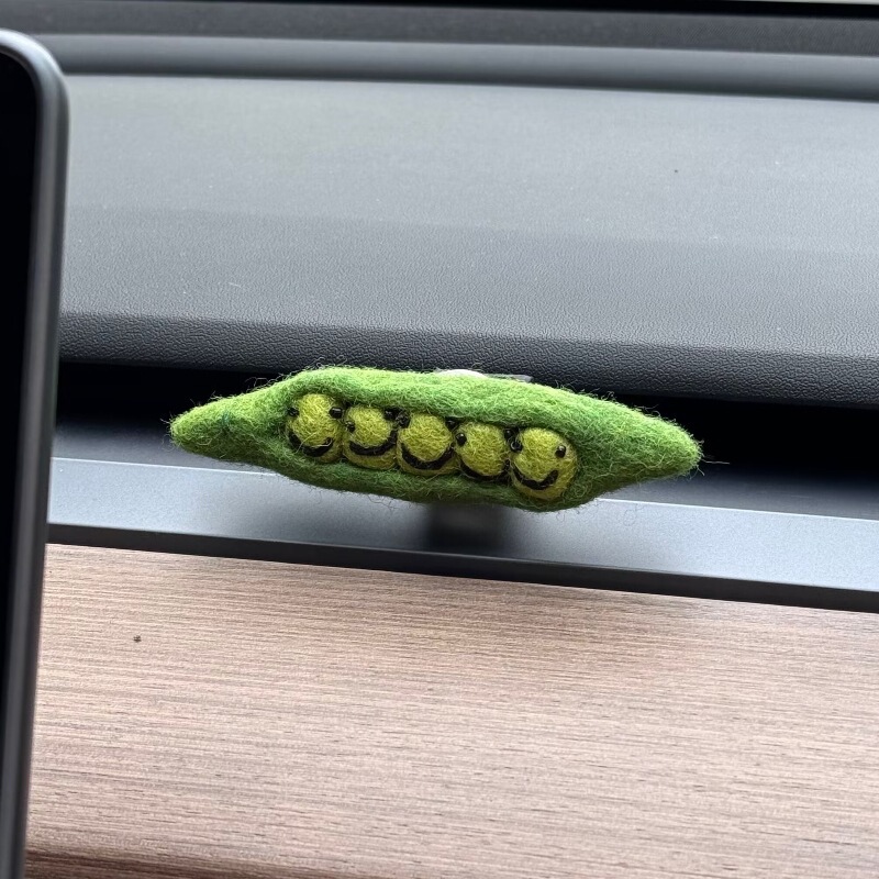 羊毛毡手工蟠桃汽车出风口车载香薰夹车内可爱水果装饰高级感礼物|undefined