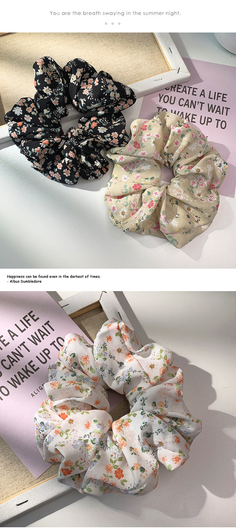 simple style fabric Floral hair rope wholesale1