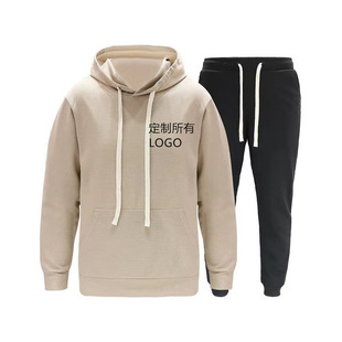 Autumn 2023 new waffle suit men's hooded casual sports long sleeve pants two-piece fashion brand handsome