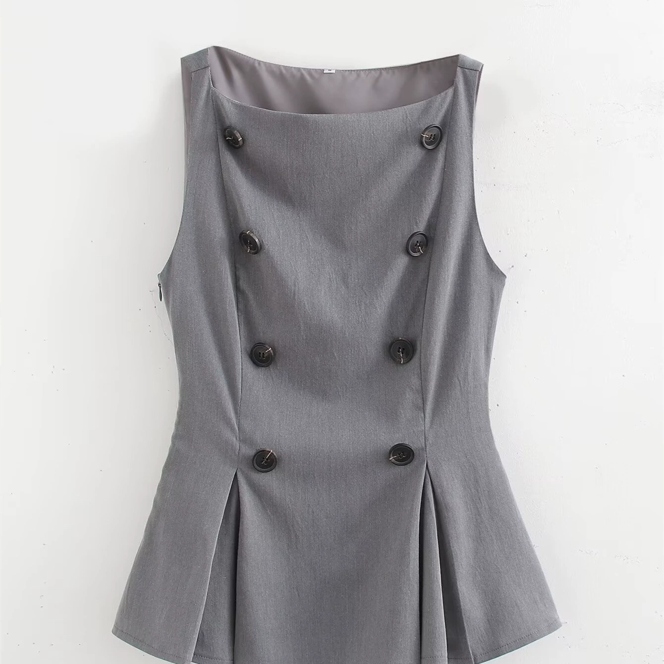 PB & ZA Женская одежда 2024 Новый двухрядный орнамент на пуговицы 3067102