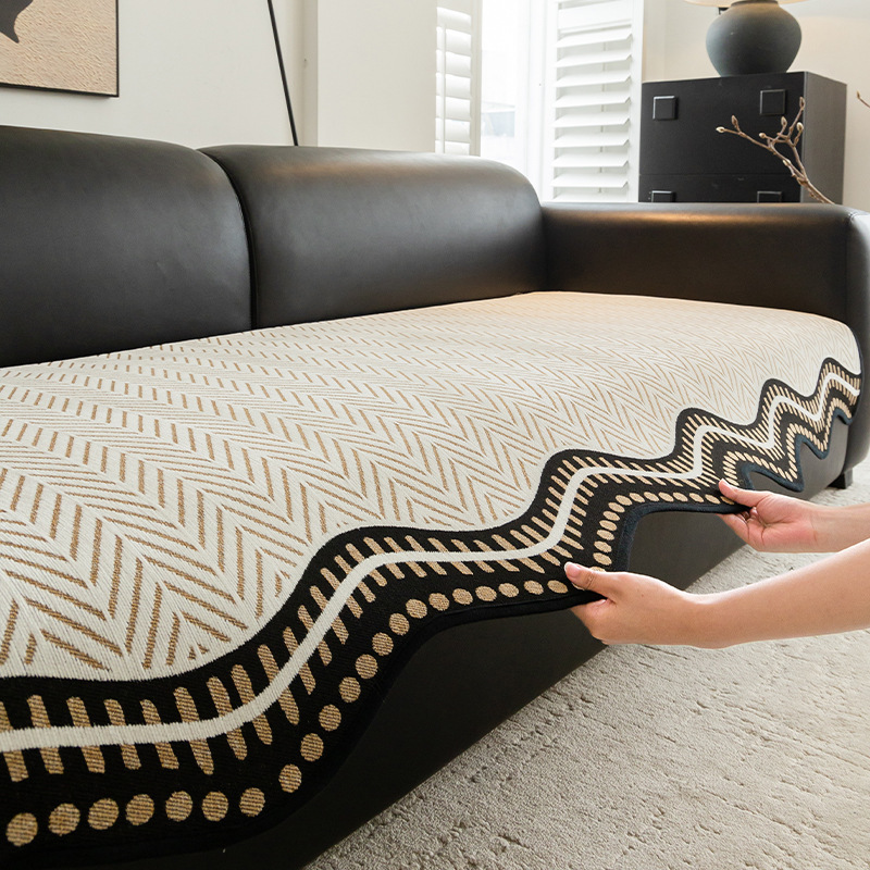 Transfronterizos exclusivos para lujo ligero de alta sensación cojín de sofá nuevo cuatro estaciones de cojín de sofá de cuero antideslizante de Chenille cubierta