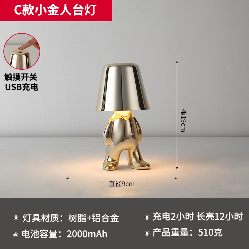 Fábrica transfronteriza Hermanos de oro lámpara de mesa decoración noche luz lámpara pensador