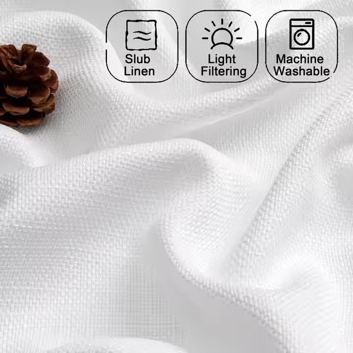 Grensoverschrijdende populaire polyester linnen filtergordijnen in lichtzwart voor woonkamer en slaapkamer, effen geperforeerd._voghion.com