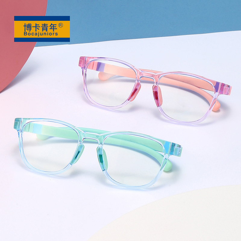 2024 Children's Anti-Blue Light Glasses for Boys and Girls, Computer and Phone Use, Myopia Flat Lens Frame, Model 91026