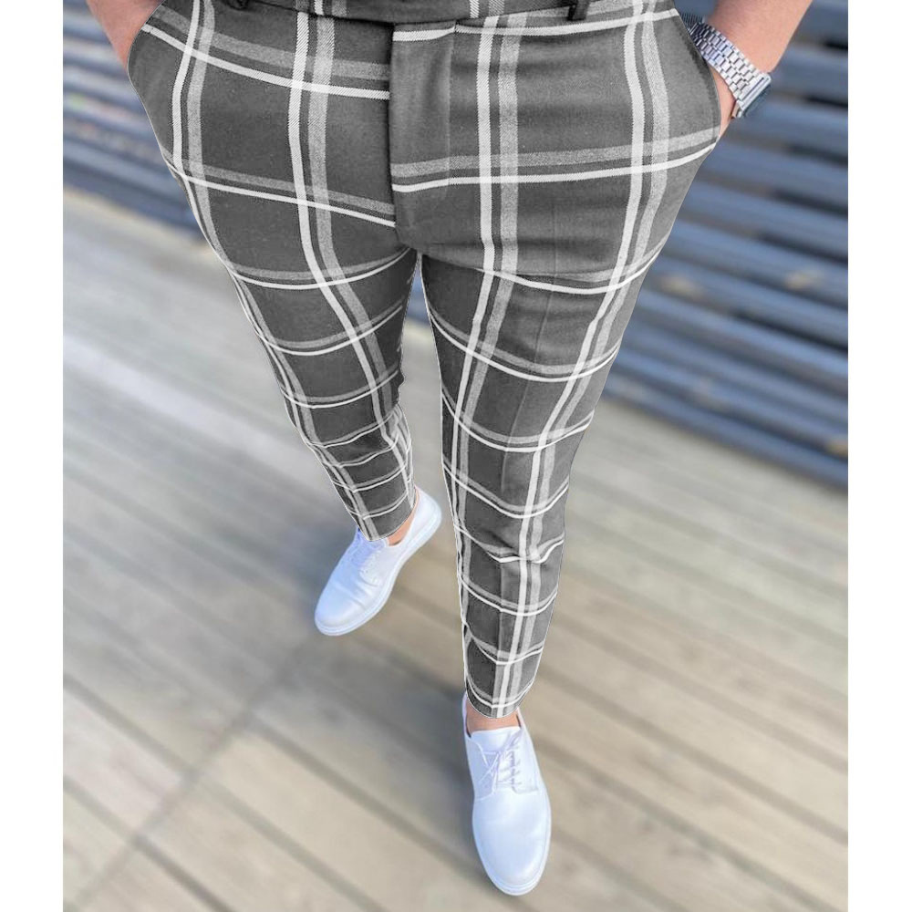 Spring New High Waist Suit Pants Men Fashion England Style Plaid Business Casual Trousers Mens Slim Fit Formal Pants Man_voghion.com