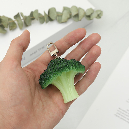 Simulated PVC broccoli model ornaments, interesting simulated food keychains, vegetable bags, door buckle hangings, wholesale