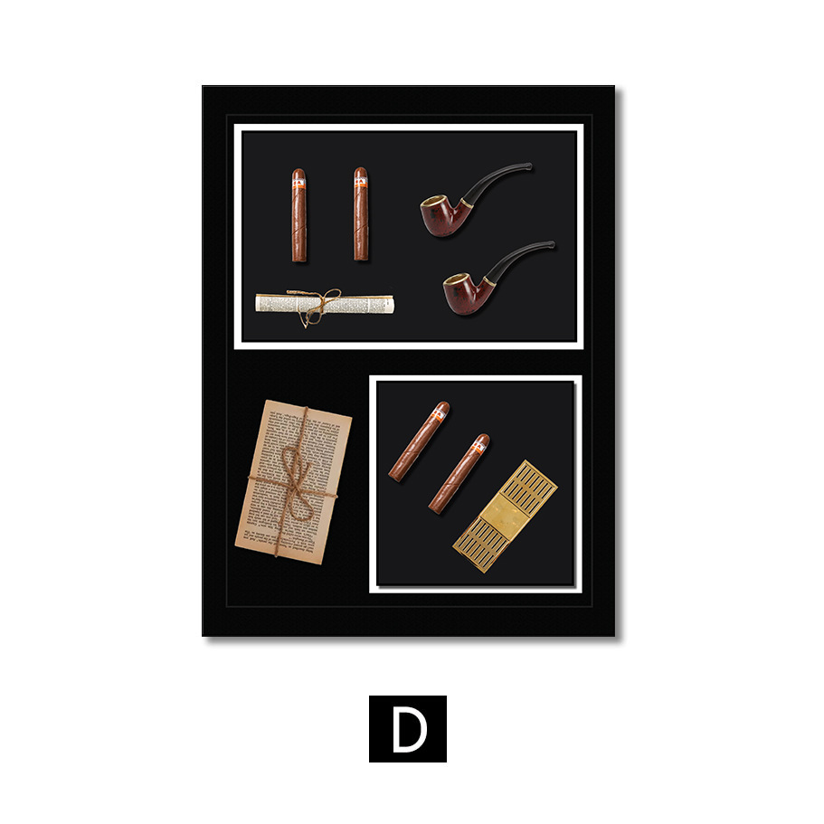 Pintura decorativa de cigarro, pipa, jarra, pintura colgante tridimensional, lujo ligero, habitación de muestra simple, pintura de instalación física