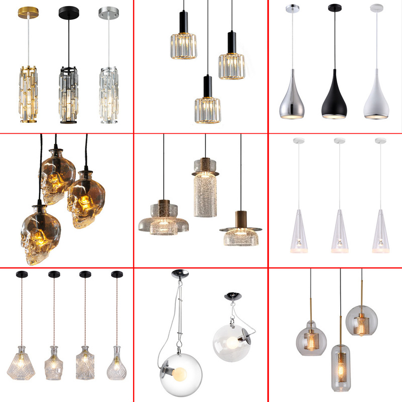 Kitchen Island Chandelier 3 Chandelier Modern Bedside Small Chandelier European and American Style Restaurant Glass Crystal Pendant Lamp