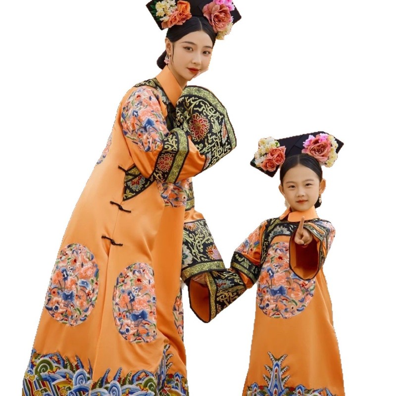 清汉宫廷风亲子装清朝贵族皇后中国风古装母女装北京故宫旅拍服装|undefined