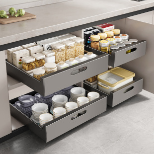 Cabinet Drawer Storage Rack Kitchen Storage Basket Layered Seasoning Dish Plate Lower Sink Pull-out Storage Box