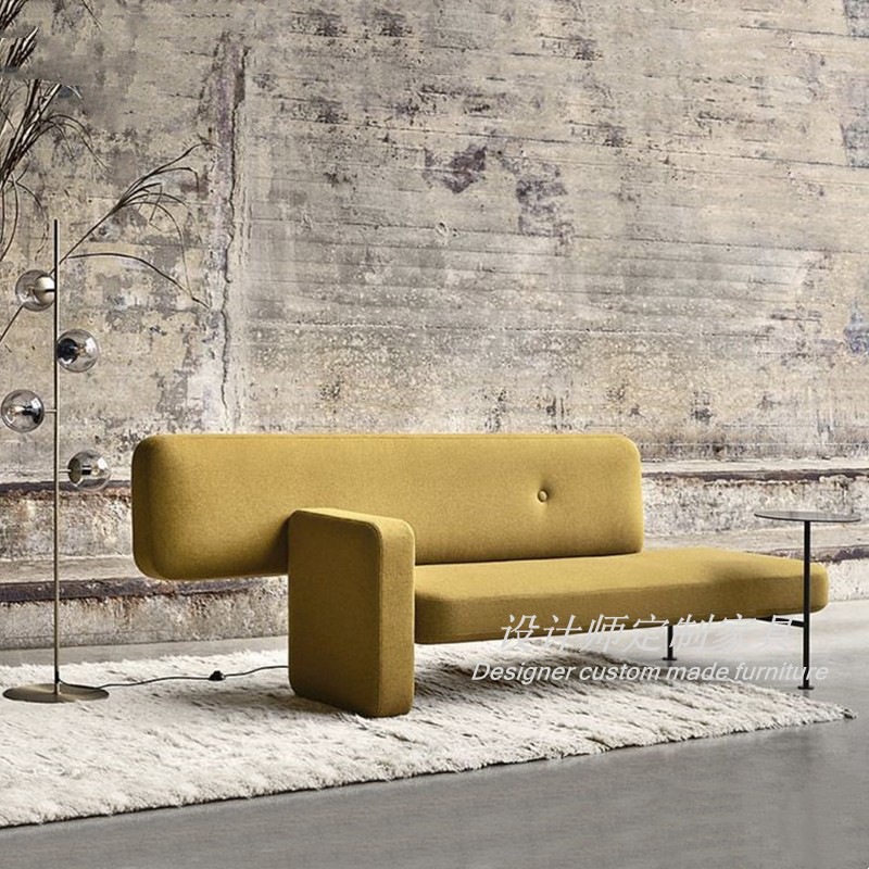 Nordic Minimalist Fabric Sofa for Restaurant, Café, Dessert Shop, Irregular-Shaped Booth, Designer Creative Homestay Chaise Longue
