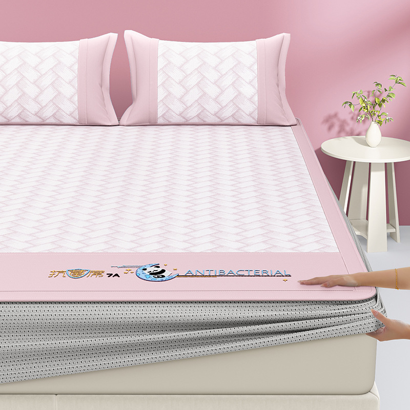 Un juego de sábanas de seda de hielo de clase de tres piezas fresco verano 2025 nueva funda protectora de colchón de verano sábana funda de cama