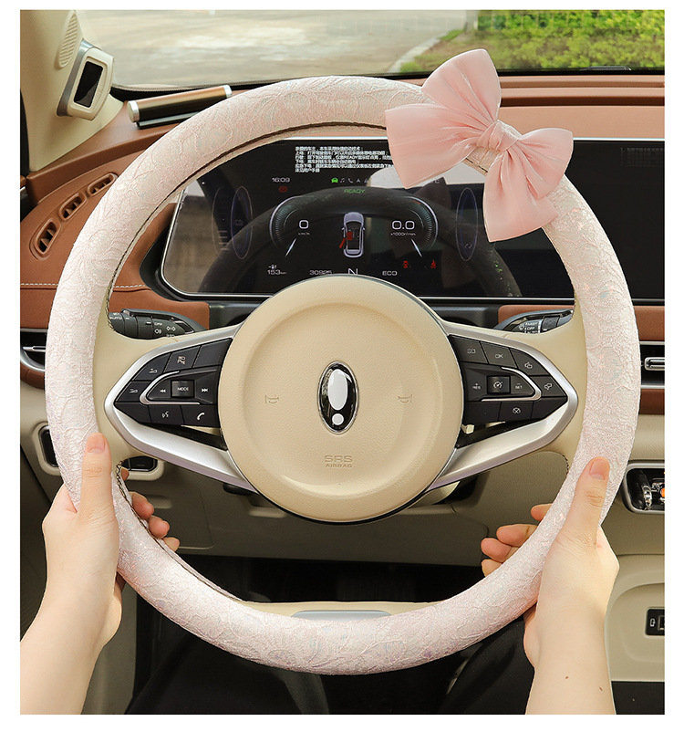 New Car Steering Wheel Cover for All Seasons and Summer, Non-Slip, Universal Fashionable Lace Female Cute Handlebar Cover, Cross-Border Supply