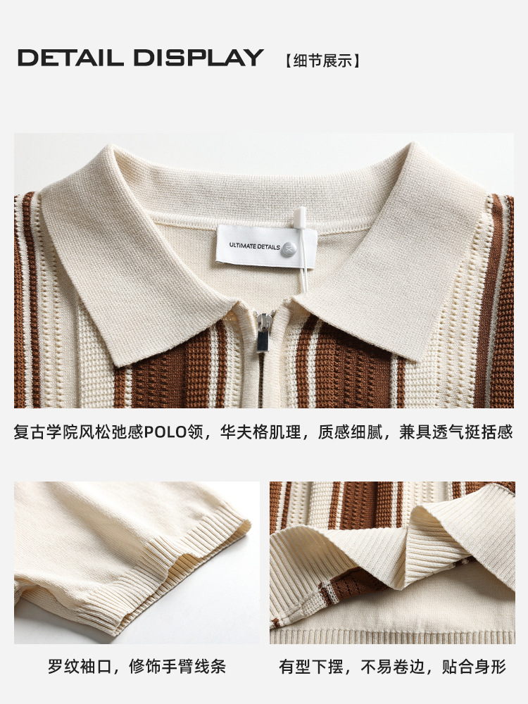 2026 verano hombre transfronterizo color de punto polo polo con collar de manga corta negocios europeos y estadounidenses de alta calidad ropa de hombre