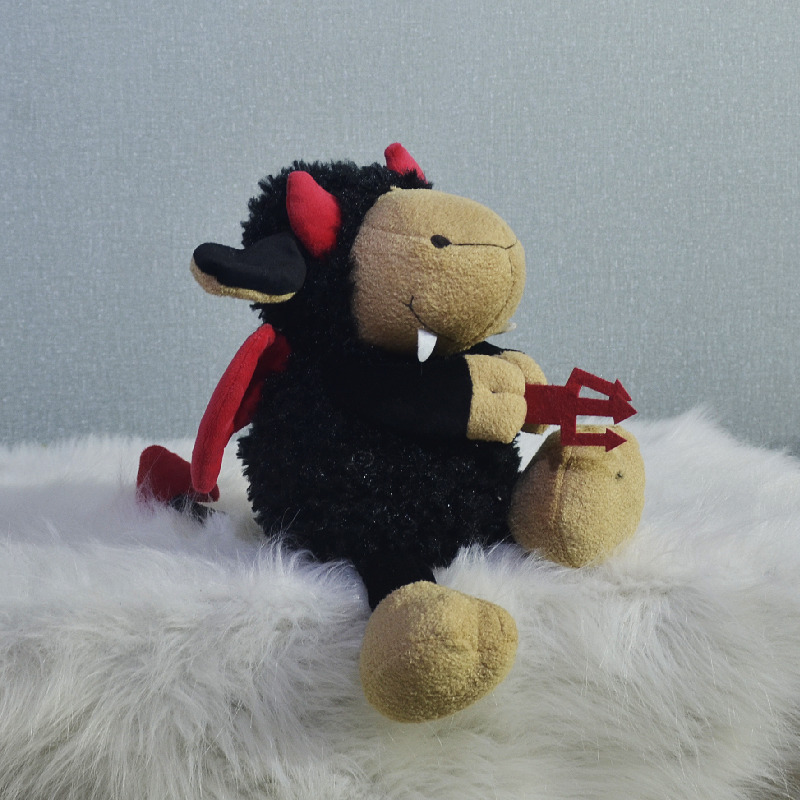 Lindo naranja con capucha de lana de peluche de juguete Cordero muñeca de los niños muñeca de trapo diablo ovejas Regalo de Cumpleaños lote