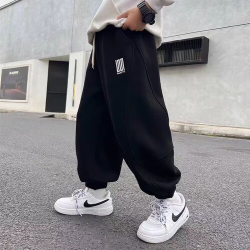Men's Padded Corduroy Winter Thick Medium and Large Children's Loose Matchable Casual Trendy Sport Pants