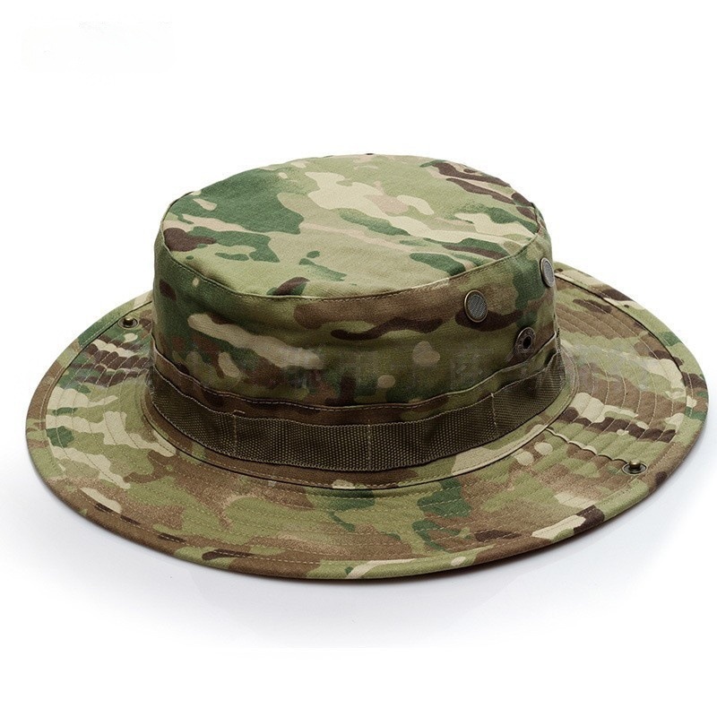 Camuflamiento gorra de borde redondo gorra de entrenamiento militar para hombres y mujeres gorra de ocio al aire libre gorra de pesca gorra de sombrero de sombra fábrica en stock LOGO