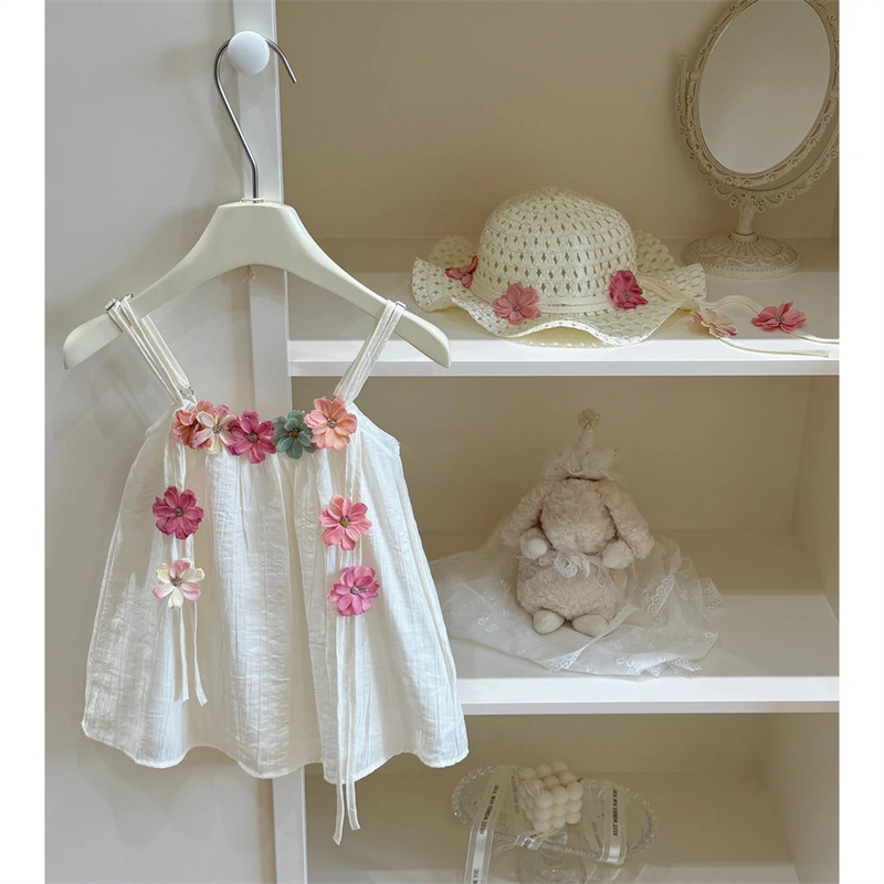 [Qichibaby] vacaciones románticas viento2025 niñas flores vestidos de cinturón vestido de princesa de estilo occidental