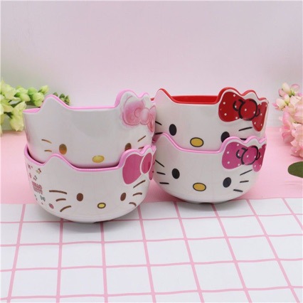 Cute Kitty Melody Shaped Large Melamine Bowl Cartoon Baby Food Bowl Anti-Fall Kidsren's Soup Bowl Rice Bowl