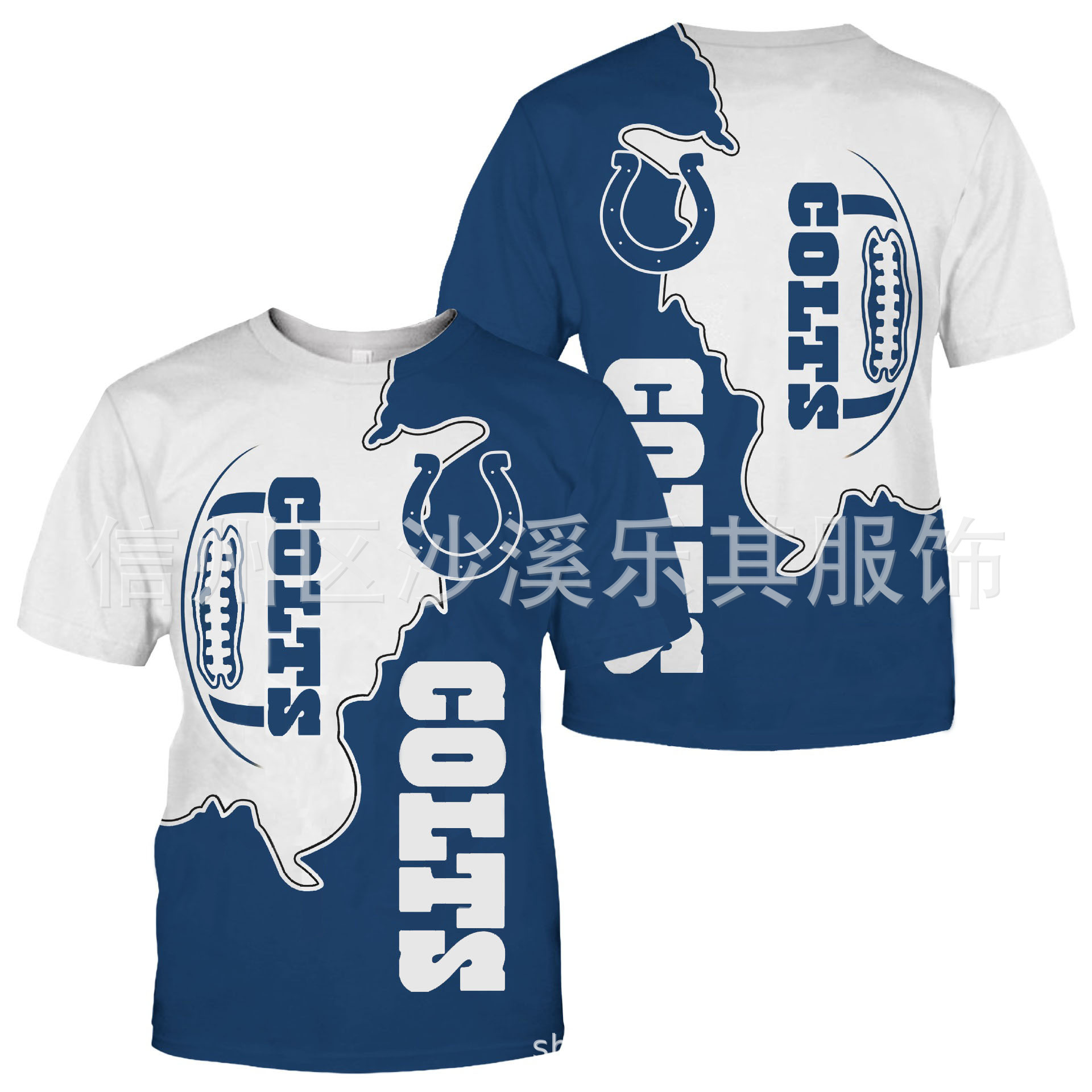 2024 Amazon nuevos hombres tendencia europea y americana delgada cuello redondo NFL camiseta de manga corta impresión digital casual código europeo