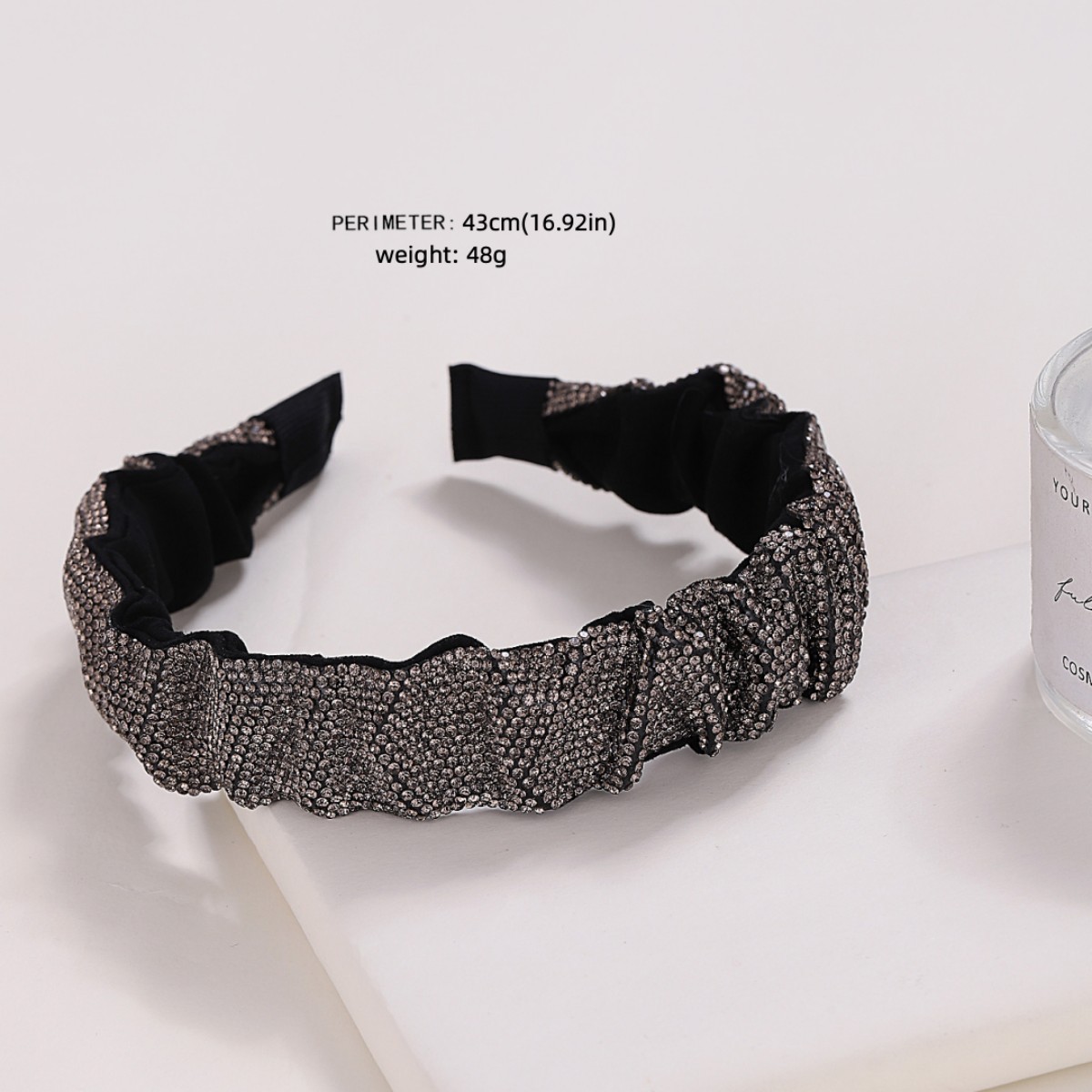 Diadema accesorios para el cabello al por mayor estilo coreano estilo ins rhinestone lentejuelas plisada banda de pelo de ala ancha Nueva diadema tocado