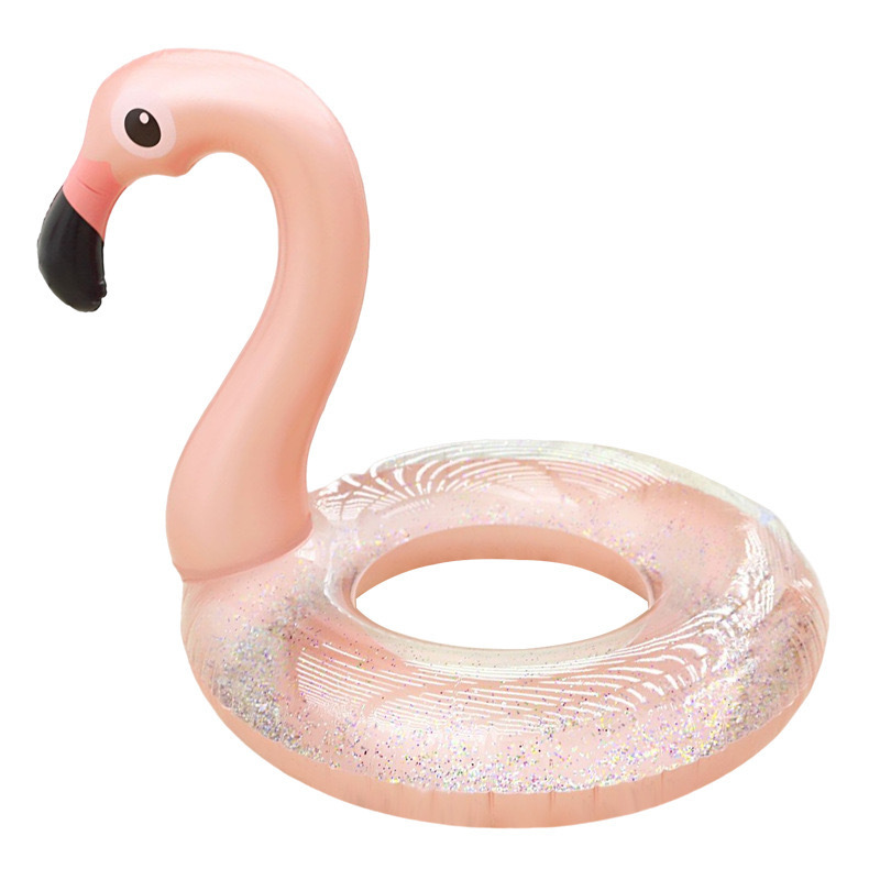 Inventario transfronterizo para aumentar el anillo de natación de flores flamencos con sequinilla, anillo de natación inflable para hombres y mujeres. image 7