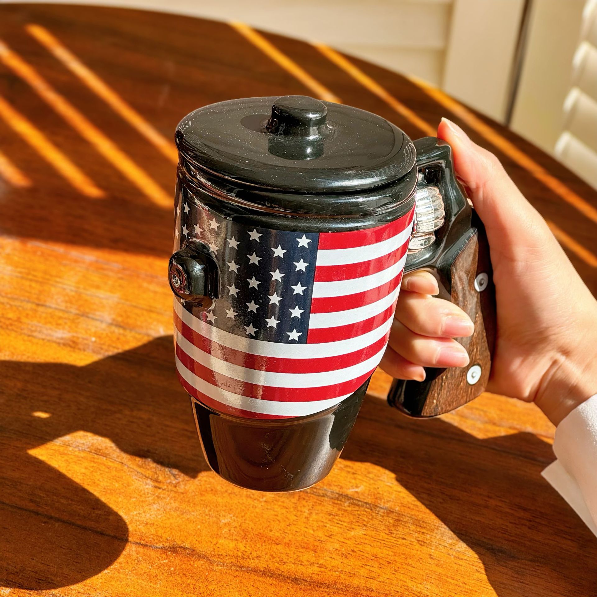 Amazon Transfronterizo TK Revolver Taza Estrela Bandera Taza de Cerámica Creativa Taza de Café Bandera de Estados Unidos