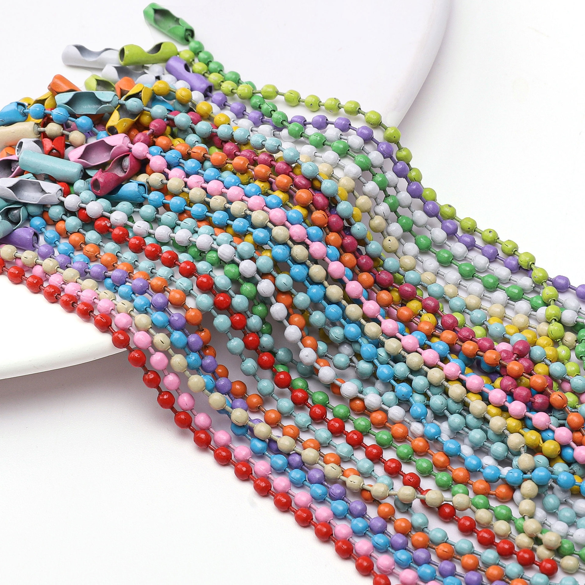 Color hierro pintado cadena de cuentas accesorios DIY bolsas joyas colgantes llaveros paquetes de material de cadena de cola