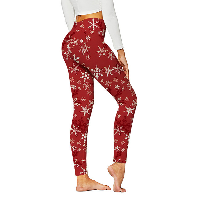 Pantalones digitales con estampado de yoga navideño para mujer New 3D Casual Yoga Pantalones deportivos ajustados Medias europeas y americanas