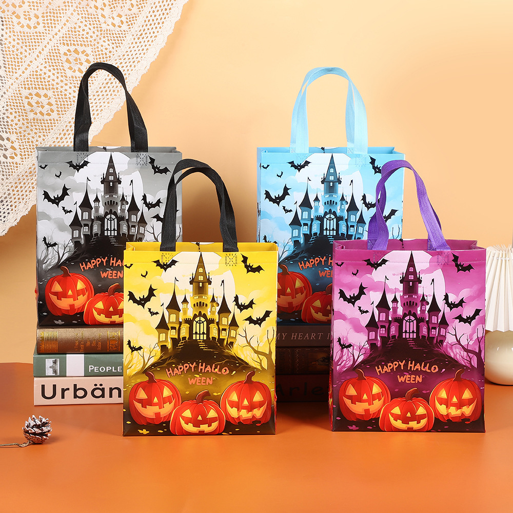 跨境新品万圣节鬼节南瓜灯笼蝙蝠黑暗鬼屋礼物包装袋儿童糖果袋子