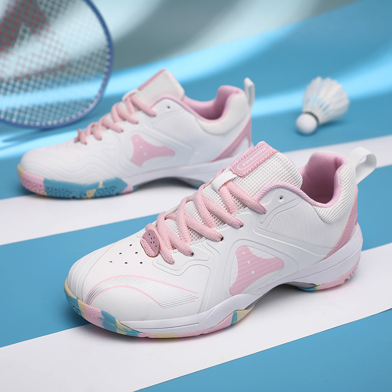 36-45 Zapatos de bádminton Hombres y mujeres Zapatos deportivos antideslizantes resistentes al desgaste Zapatos casuales para jóvenes con superficie de malla transpirable White Moon