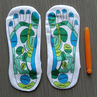 Cross-Border Acupoint Illustration Socks for Men and Women, Sole Acupoint Massage Socks, Sole Meridian Household Men's and Women's Foot Massage Cotton Socks