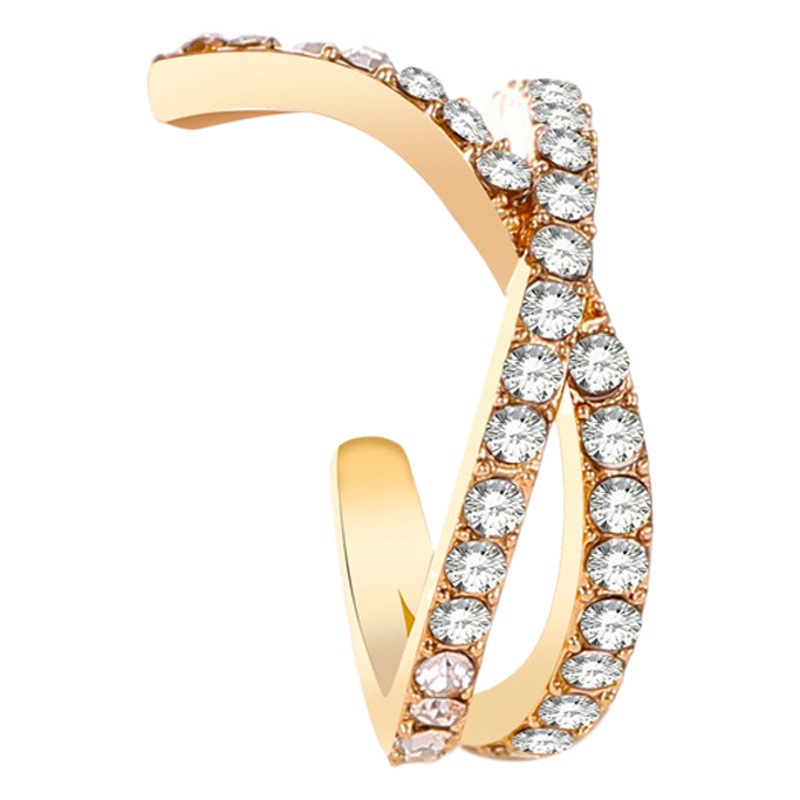 European and American Popular Earrings Cross U-shaped Ear Clip Retro Diamond-studded Earrings Simple Single Ear Jewelry for Women