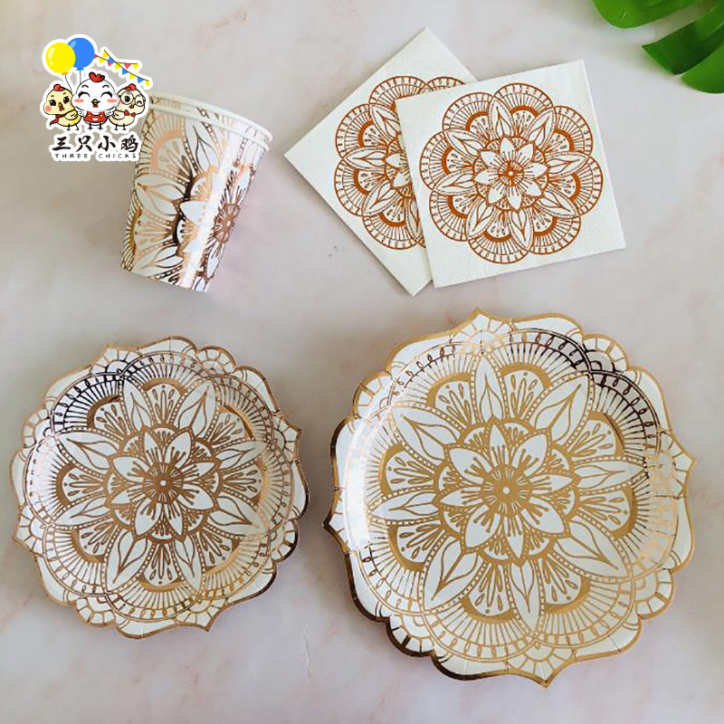 Amazon for rose flower hot stamping paper plate disposable paper tableware paper cake plate holiday party supplies