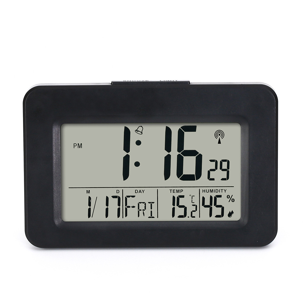 无线电波钟自动对时室内温度湿度电子钟背光灯闹钟德国日本电波钟