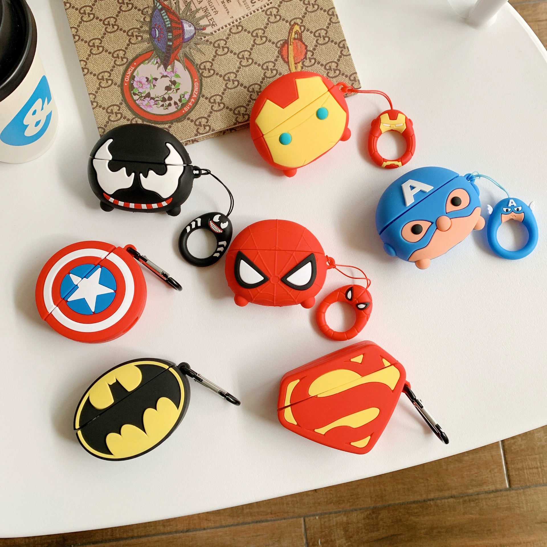 Suitable for AirPods Pro Apple Bluetooth Headset Protective Cover Spider-Man Shield Bat Logo Superman Logo Venom