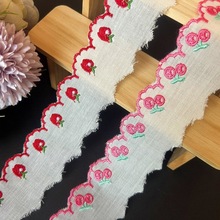 彩色樱桃棉布刺绣花朵腰带裙摆袖口装饰配料蕾丝花边辅料厂家批发